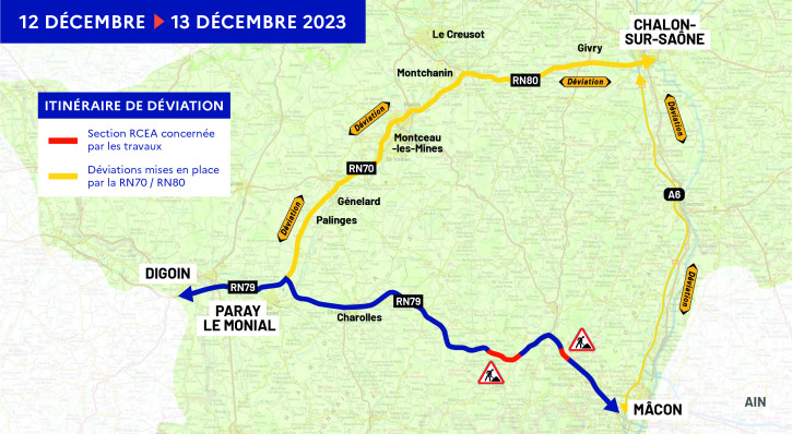 Infochantier Brandon-Clermain : itinéraire de déviations